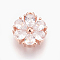 Brass Charms, with Cubic Zirconia, Flower, Clear, Rose Gold, 11x9.5x3mm, Hole: 0.8mm