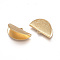 Brass Ribbon Crimp Ends, Textured, Half Round, Raw(Unplated), 25x14x8~9mm, Hole: 3x1.5mm