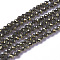 Natural Pyrite Beads Strands, Faceted, Round, 3~3.5x2.5~3mm, Hole: 0.3mm, about 114~141pcs/strand, 15.1~16.4 inch(38.4~41.8cm)