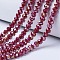 Electroplate Glass Beads Strands, Opaque Solid Color, AB Color Plated, Faceted, Rondelle, Brown, 4x3mm, Hole: 0.8~1mm, about 105~110pcs/strand, 38~39cm