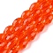 Transparent Glass Beads Strands, Faceted, Oval, Orange Red, 8x5.5mm, Hole: 1mm, about 68~70pcs/strand, 20.07~20.86 inch(51~53cm)