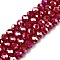 Electroplate Glass Beads Strands, Opaque Solid Color, AB Color Plated, Faceted, Rondelle, Crimson, 8x6mm, Hole: 1mm, about 60~62pcs/strand, 39~40cm