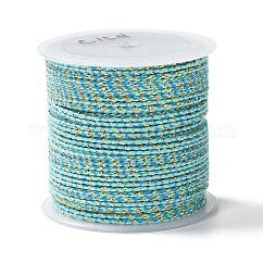 4-Ply Polycotton Cord with Metallic Thread, Handmade Macrame Cotton Rope, for String Wall Hangings Plant Hanger, Pale Turquoise, 1.5mm, about 21.8 yards(20m)/roll