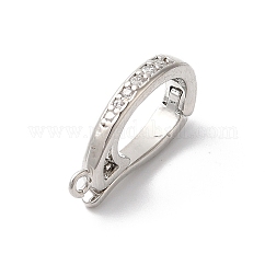 Brass Micro Pave Clear Cubic Zirconia Enhancer Shortener Pendant Bails, Hinged Bails, Cadmium Free & Nickel Free & Lead Free, with Loop, Platinum, 17x10x2.5mm, Hole: 1.2mm