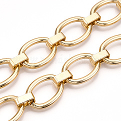 Aluminum Oval Link Chains, Unwelded, Light Gold, 27.5x19x4mm, 12x5x1.5mm