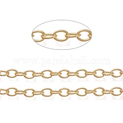 Brass Cable Chains, Cadmium Free & Lead Free, Oval Unwelded, Long-Lasting Plated, with Spool, Real 18K Gold Plated, Link: 11x8x1.5mm, about 16.4 Feet(5m)/roll