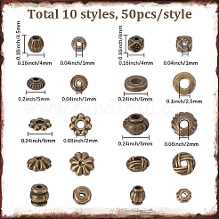 500Pcs 10 Styles Tibetan Style Spacer Beads&nbsp;FIND-BM0001-32
