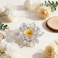 Lotus Shape Glass Candle Holder&nbsp;DJEW-WH0039-176A