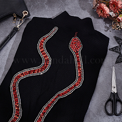 Snake Paillette Rhinestone Cloth Sew on Appliques&nbsp;PATC-WH0008-138