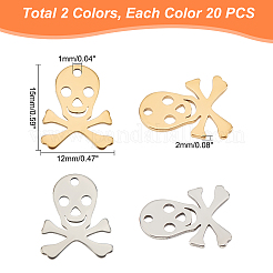40Pcs 2 Colors 304 Stainless Steel Pendants&nbsp;STAS-UN0030-16