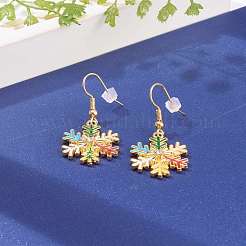 Alloy Enamel Snowflake Dangle Earrings for Christmas&nbsp;EJEW-JE04461