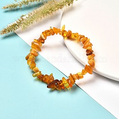 Natural Amber Chip Beads Stretch Bracelet for Kid&nbsp;BJEW-JB06819-01