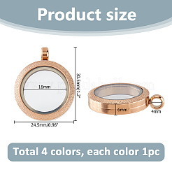 4Pcs 4 Colors Stainless Steel Locket Pendants&nbsp;STAS-HS0001-41