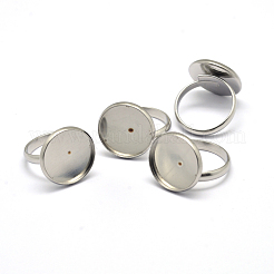Tarnish Resistant Adjustable 304 Stainless Steel Finger Rings Components&nbsp;X-STAS-L193-P-14mm