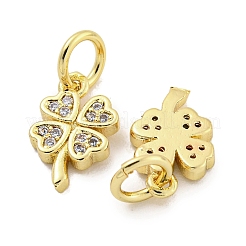 Rack Plating Brass Micro Pave Clear Cubic Zirconia Charms&nbsp;KK-Q814-08G