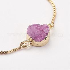 Electroplated Natural & Dyed Druzy Agate Slider Bracelets&nbsp;BJEW-JB02764