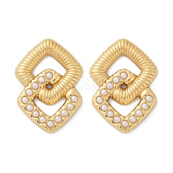 304 Stainless Steel ABS Plastic Pearl Stud Earrings for Women&nbsp;EJEW-U046-10G