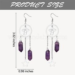 Natural Amethyst Bullet Chandelier Earrings&nbsp;EJEW-SW00017-01