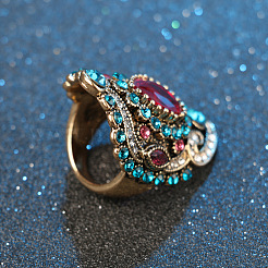 Retro Alloy and Rhinestone Finger Rings&nbsp;FS-WG56BBF-01