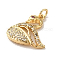 Rack Plating Brass Micro Pave Cubic Zirconia Pendants&nbsp;KK-K377-31G