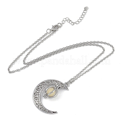 Alloy Resin Moon Pumpkin Pendants Necklaces&nbsp;NJEW-S417-01C