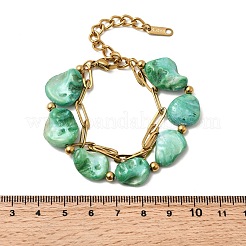 304 Stainless Steel & Dyed Natural Shell Double Layer Bracelets&nbsp;LS-BJEW-G763-06G