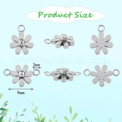 12Pcs 430 Stainless Steel Small Flower Connector Charms & Pendants&nbsp;JX240A