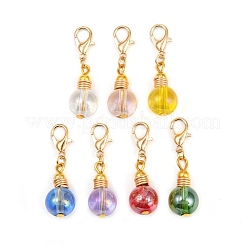 7Pcs Christmas Brass & Glass Pendant Decorations&nbsp;HJEW-JM04161-02