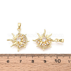 Brass Micro Pave Clear Cubic Zirconia Pendants&nbsp;KK-N259-08G