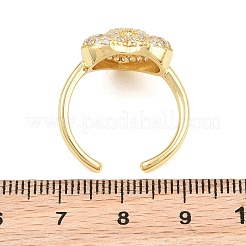 Heart Brass Micro Pave Cubic Zirconia Cuff Open Rings for Women&nbsp;CU-CBA0A21-01G-02