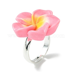 Plumeria Flower Resin Finger Ring&nbsp;RJEW-JR00640