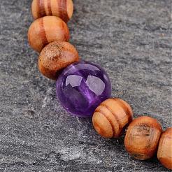 Round Wood Beaded Stretch Bracelets&nbsp;BJEW-JB02285