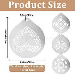 4Pcs 4 Styles 304 Stainless Steel Coffee Latte Mold&nbsp;AJEW-GF0012-40B