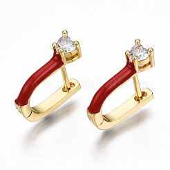 Brass Micro Pave Clear Cubic Zirconia Huggie Hoop Earrings&nbsp;EJEW-T014-31G-NF
