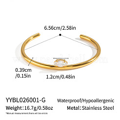 304 Stainless Steel Pave Clear Cubic Zirconia Horse Eye Open Cuff Bangles for Women&nbsp;SQ6619-1