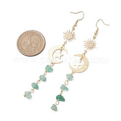 Natural Mixed Stone Moon Dangle Earrings&nbsp;EJEW-JE06052