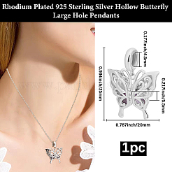 1Pc Rhodium Plated 925 Sterling Silver European Dangle Charms&nbsp;STER-BBC0008-18
