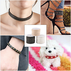 3 Rolls 3 Colors Flat Faux Suede Cord with Alloy Rivets&nbsp;LW-CL0001-08A