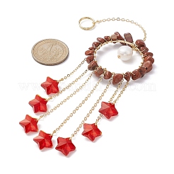 Glass Star Pendant Decorations&nbsp;HJEW-JM01247-05
