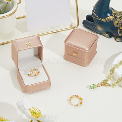 2Pcs PU Leather Ring Gift Boxes&nbsp;LBOX-CL0004-04