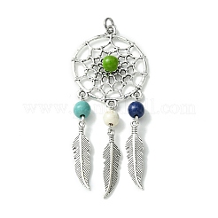2Pcs 2 Styles Synthetic Turquoise Dyed Big Pendants&nbsp;PALLOY-JF02309-02A
