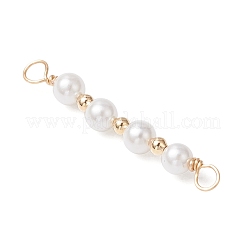 Round Shell Pearl Beaded Connector Charms&nbsp;PALLOY-JF03704