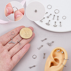 13 Pairs 13 Styles Stainless Steel Micro Pave Clear Cubic Zirconia Cartilage Earring Sets&nbsp;EJEW-PH0001-57