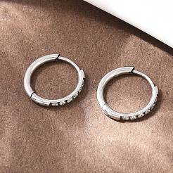 304 Stainless Steel Clear Cubic Zirconia Hoop Earrings&nbsp;EJEW-L307-05P