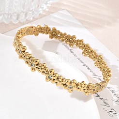 304 Stainless Steel Crystal Rhinestone Hinged Cuff Bangles&nbsp;SA-CBAB92B-17G