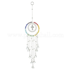 Round & Teardrop Copper Wire Wrapped Glass Pendant Decorations&nbsp;HJEW-JM01143
