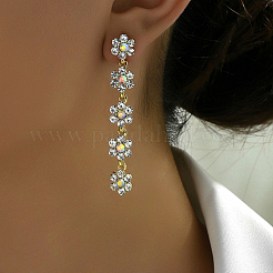 Real 18K Gold Plated Brass Micro Pave Cubic Zirconia Dangle Stud Earrings for Women&nbsp;TR0164-3