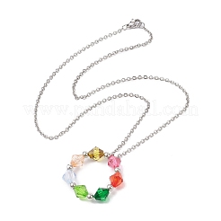 Colorful Acrylic Beaded Ring Pendant Necklaces&nbsp;NJEW-JN04596-02