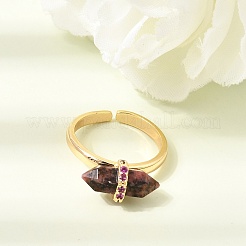 Brass Micro Pave Cubic Zirconia Cuff Open Rings for Women&nbsp;GG-CBA0B5A-03G-03