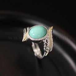 Oval Synthetic Turquoise Finger Rings&nbsp;FS-WGBAF9A-01